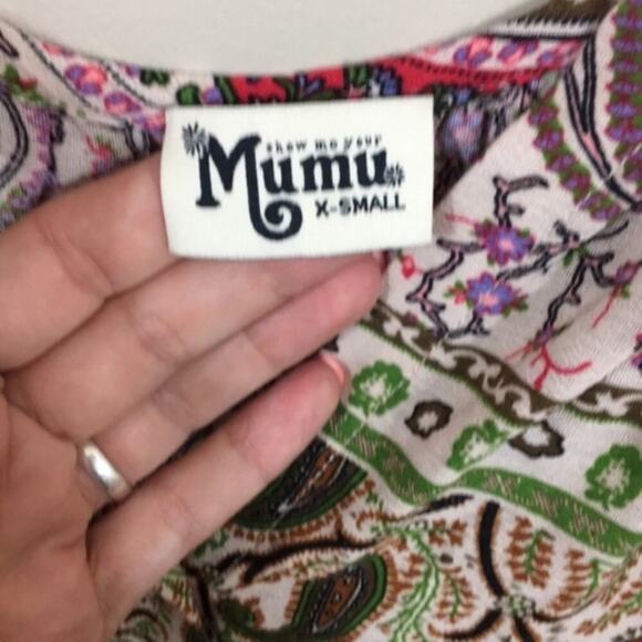 Show Me Your MuMu Paisley Floral Catalina Cup Pink/Green Tunic - Picture 3 of 6